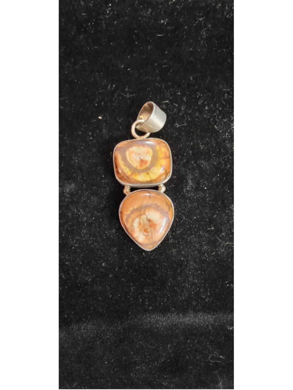 Large Vintage Sterling Silver Ocean Jasper Pendant 925 Orbicular Eye Jasper Stat